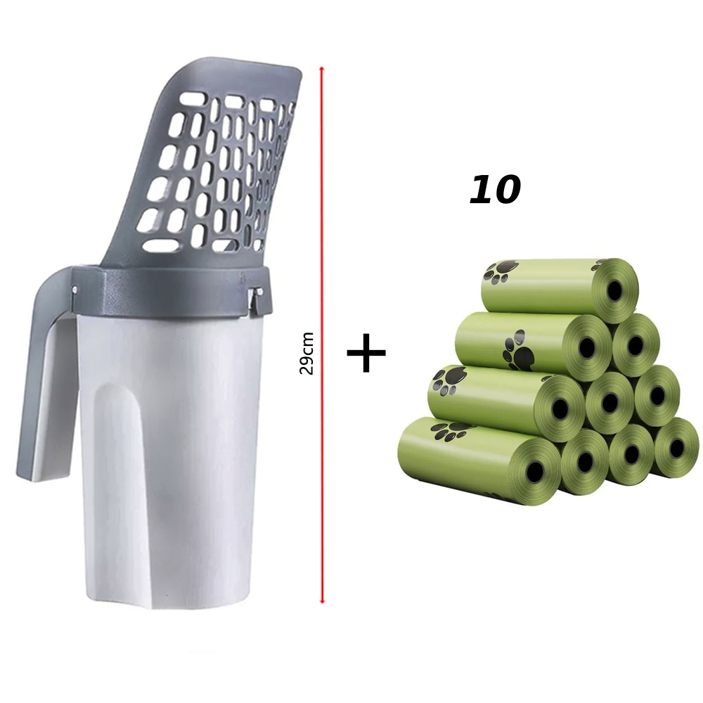 Litter scoop with 10 waste bag rolls