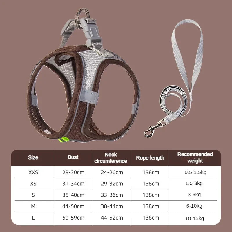 Harness size guide with recommended weights