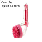 Red pet bath brush, fine teeth