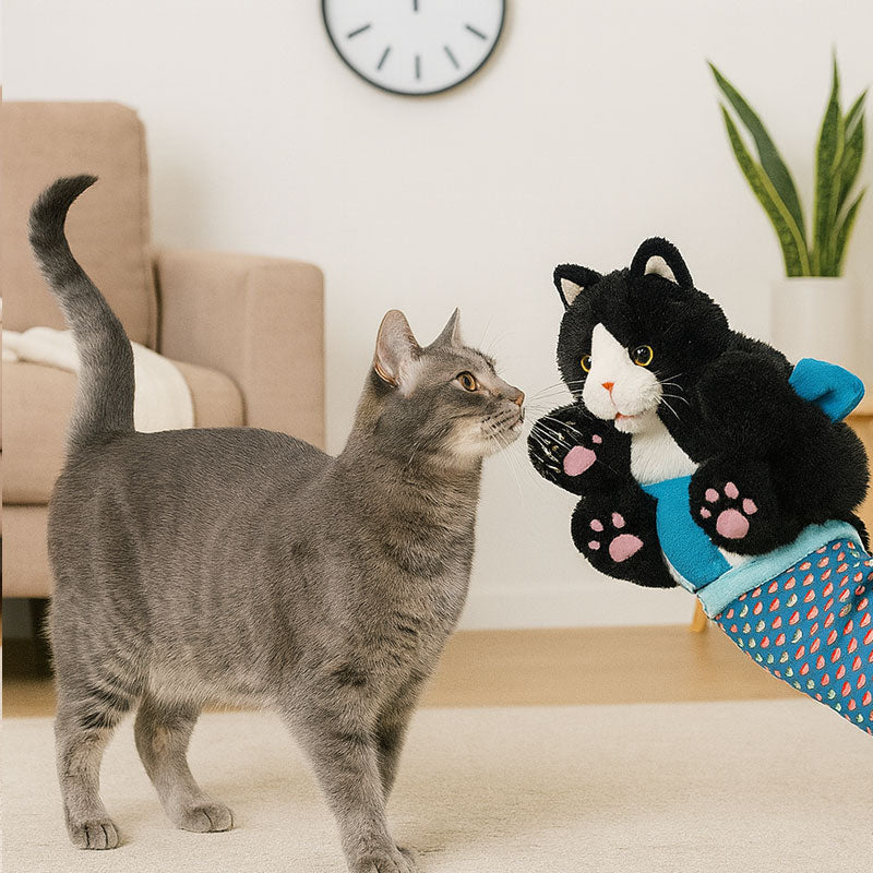 Interactive cat play glove
