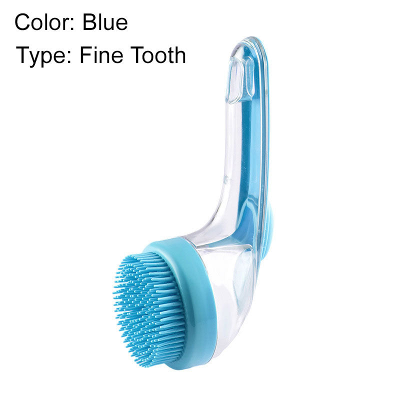Blue pet bath brush, fine teeth