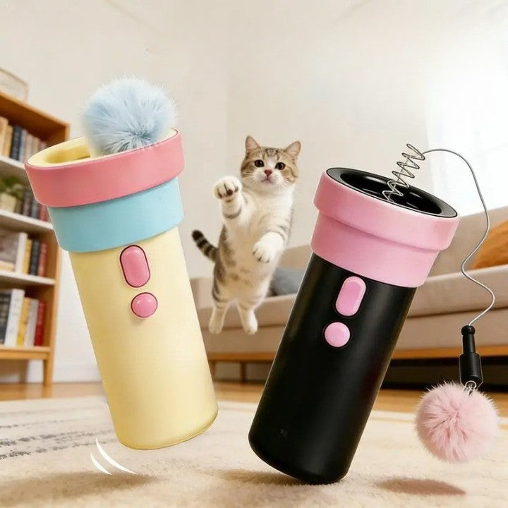 Electric retractable cat teaser wand