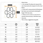 Dog boot size chart