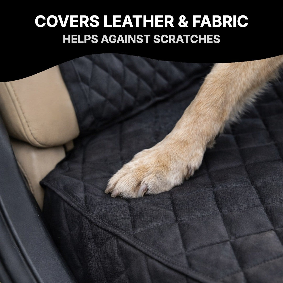 Dog paw on the quilted seat cover