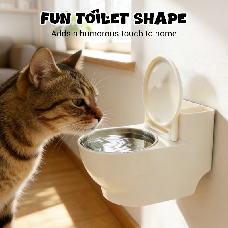 Fun toilet-shaped cat bowl design