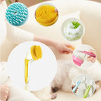 Pet bath brush with built-in shampoo dispenser