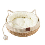 Woven cat bed with cushion