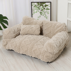 Beige plush pet sofa bed