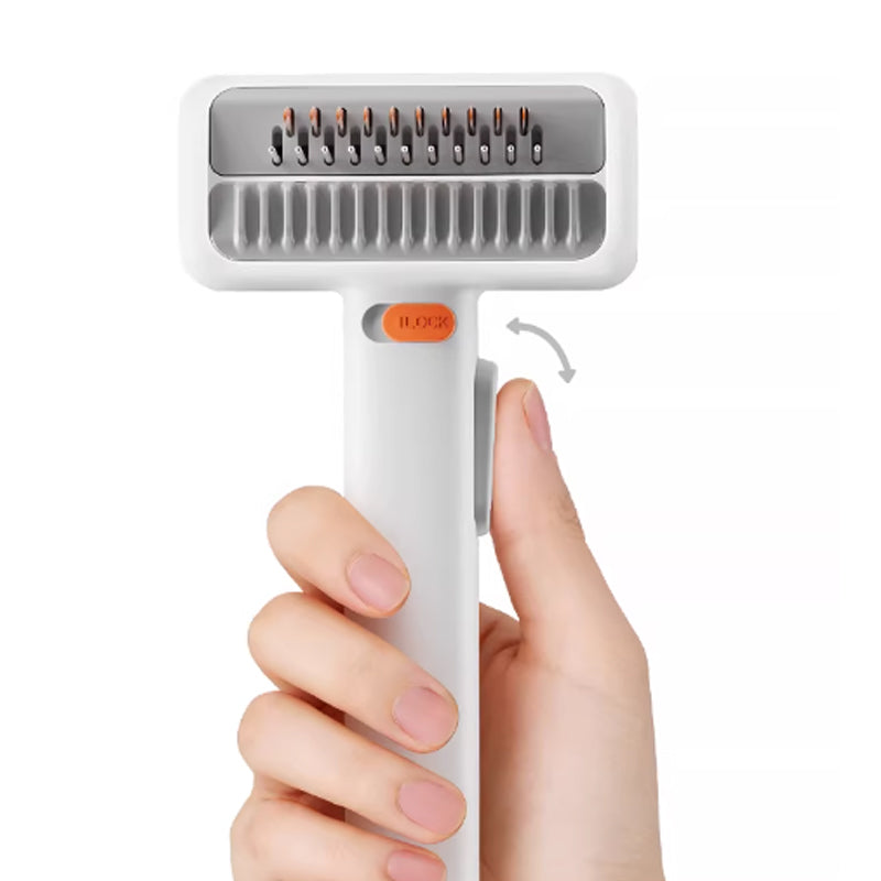 Grooming a cat with the comb