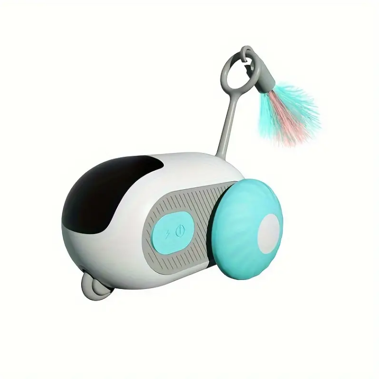 Remote-control cat toy car with feather – blue