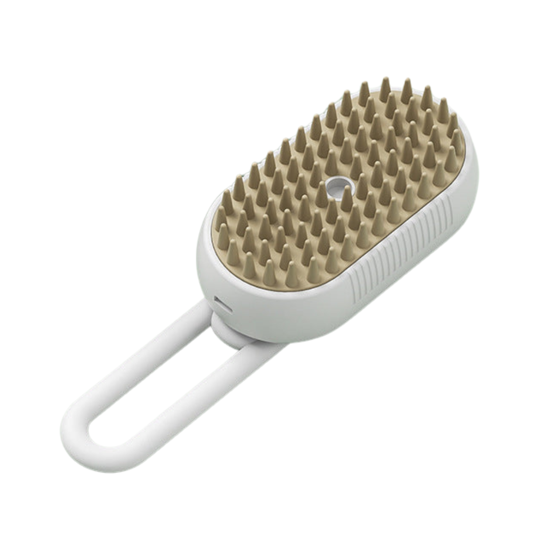 Cat steam brush – white and gold-brown