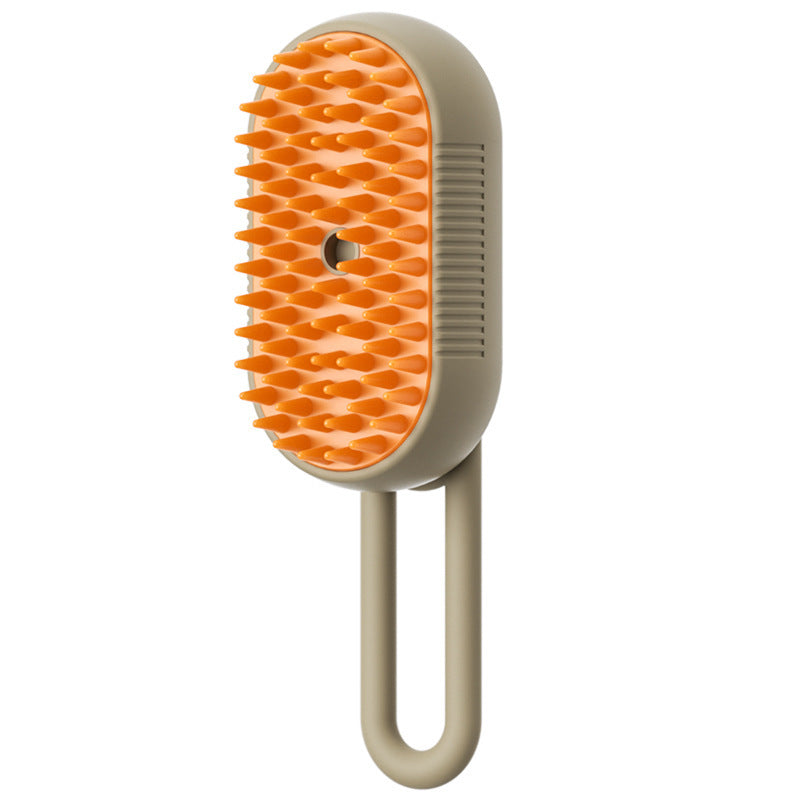 Steam grooming brush for cats – gold-brown and orange