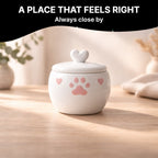 Ceramic urn in a calm home setting
