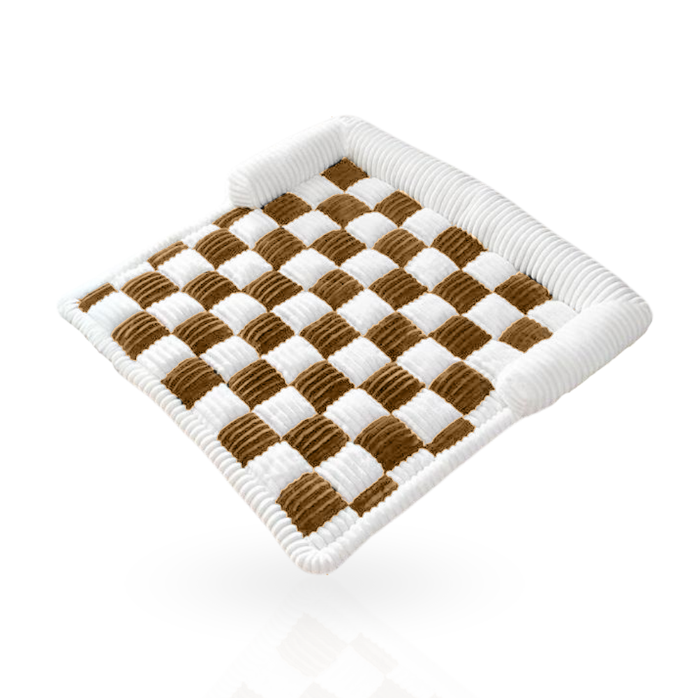 Brown checkered plush mat