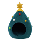 Christmas Tree Cat Bed - Festive Cave House with Removable Cushion – product photo 2