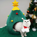 Christmas Tree Cat Bed - Festive Cave House with Removable Cushion – product photo 3