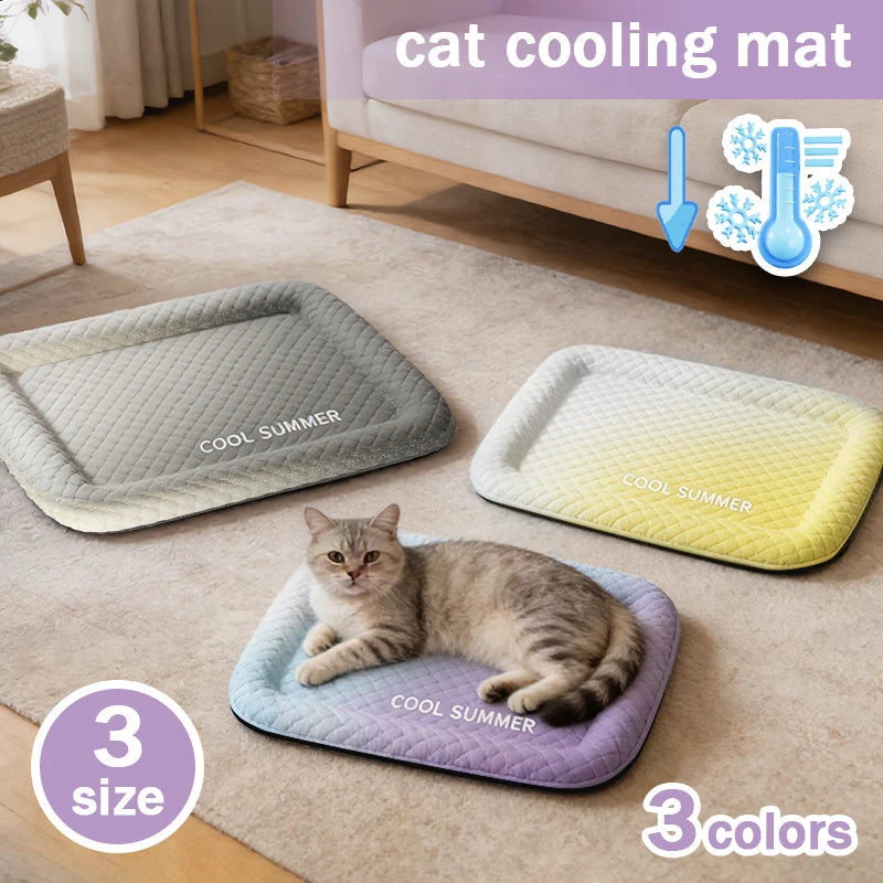 Cat lying on a cooling mat