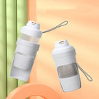 Portable pet water bottle with food compartment