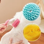 Pet bath brush with built-in shampoo dispenser