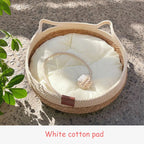 Woven cat bed side view