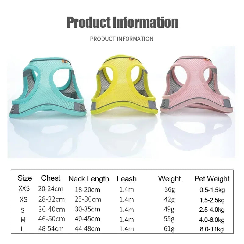 Pet harness size chart