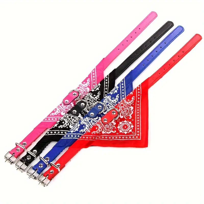 Dog bandana collars in black, navy, red and pink