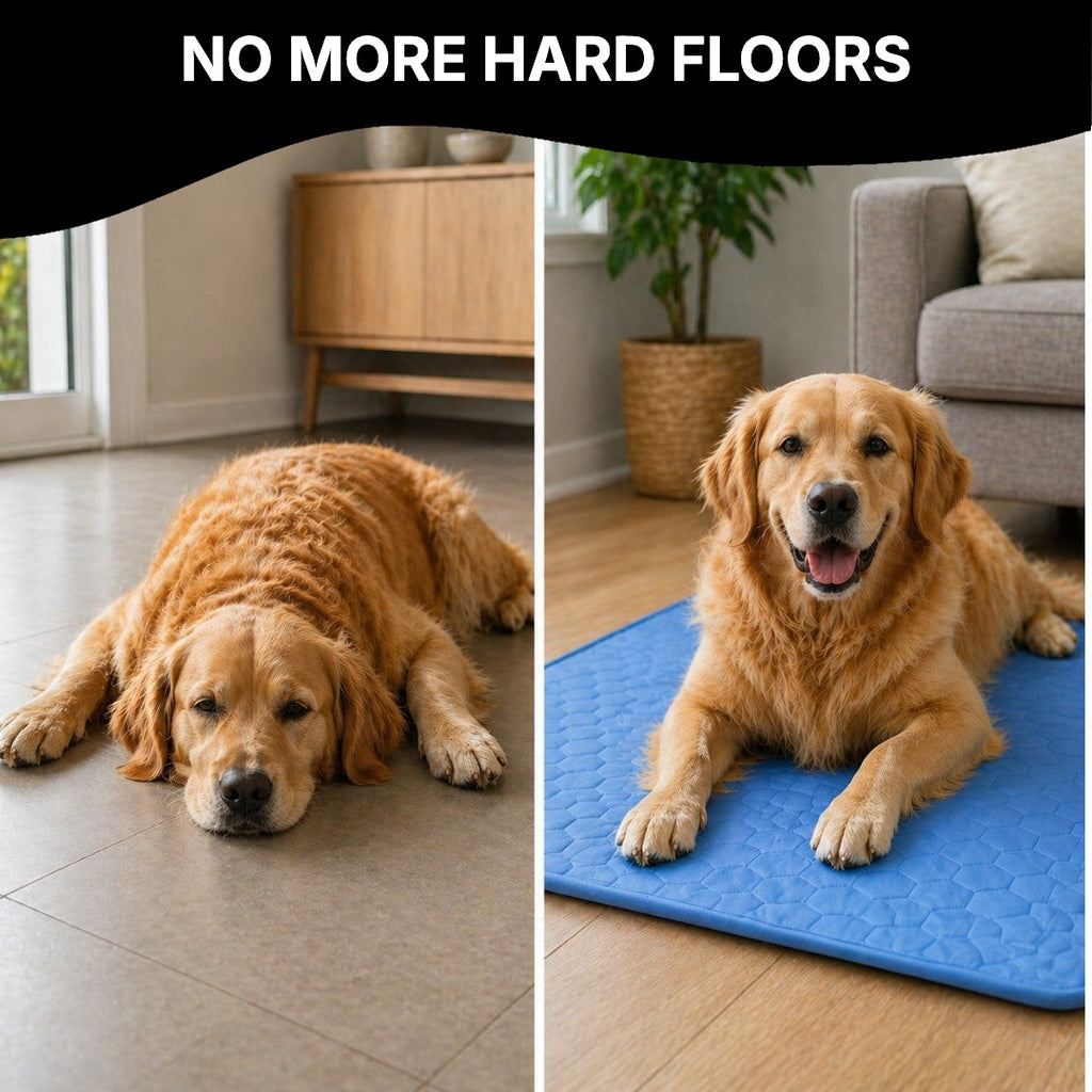 Dog on a hard floor versus on the mat