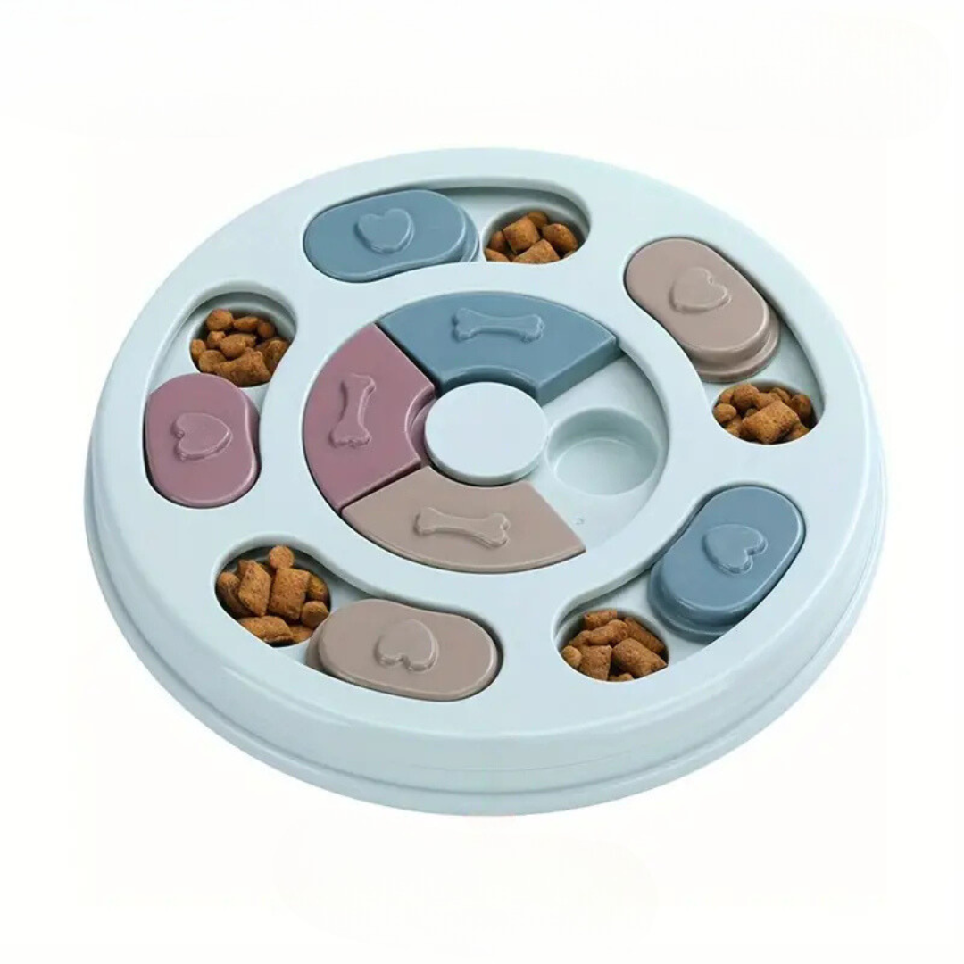 Round dog puzzle feeder – blue