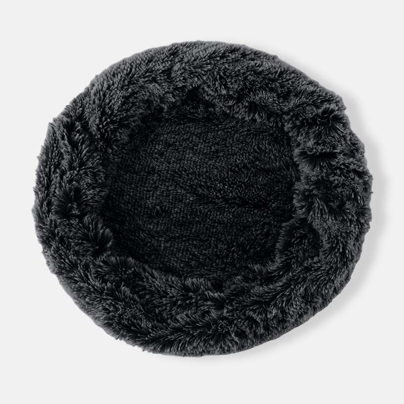 Charcoal plush donut bed cover
