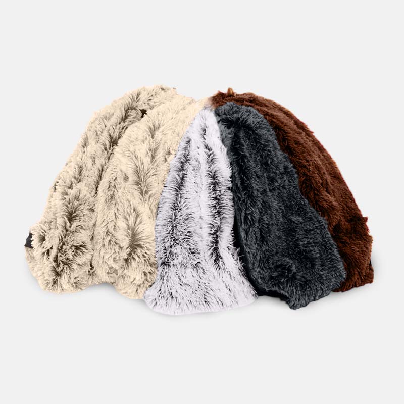 Plush donut dog bed covers in four colours