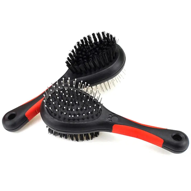 Double-sided pet brush with pins and bristles