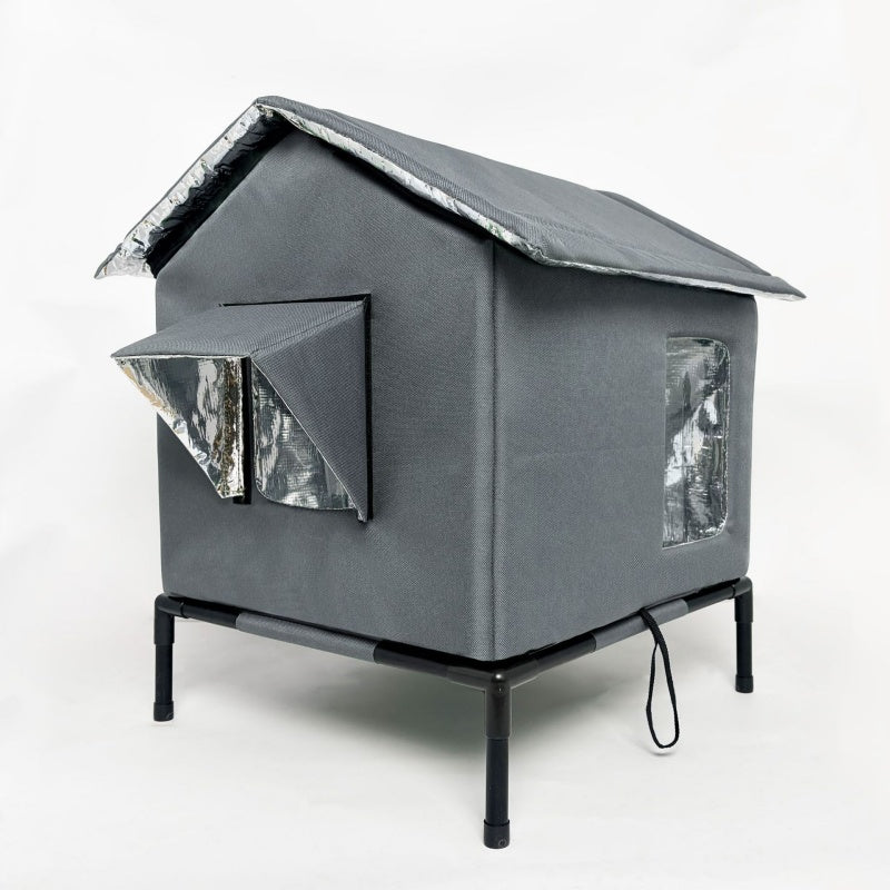 Outdoor cat house in dark grey
