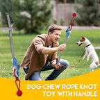 Dog chew rope knot toy with handle