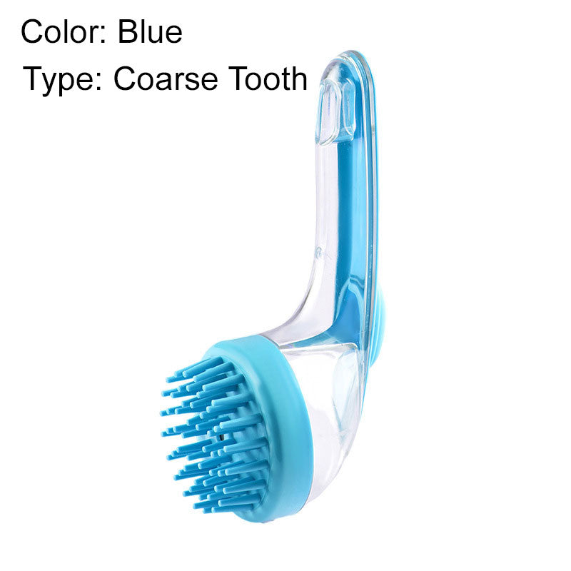 Blue pet bath brush, dense teeth