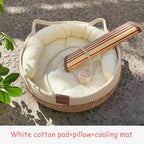 White cushion, pillow and cooling mat set