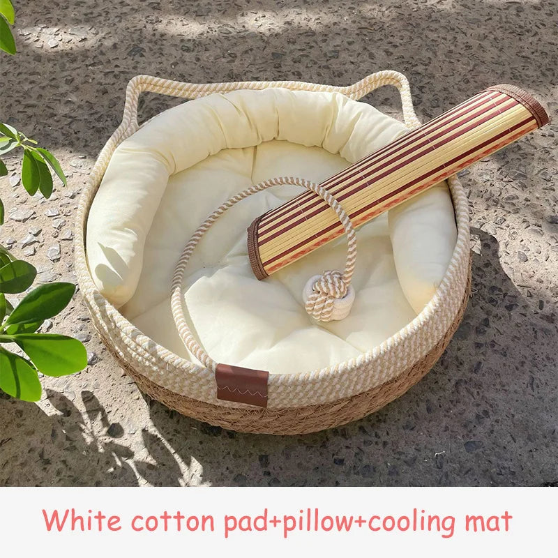 White cushion, pillow and cooling mat set