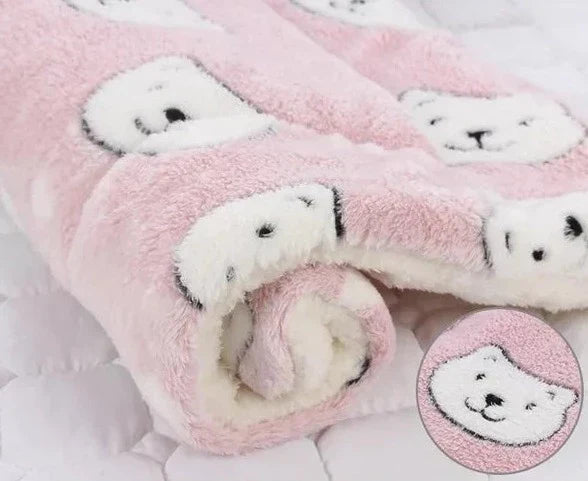 Pink Bears fleece pet blanket