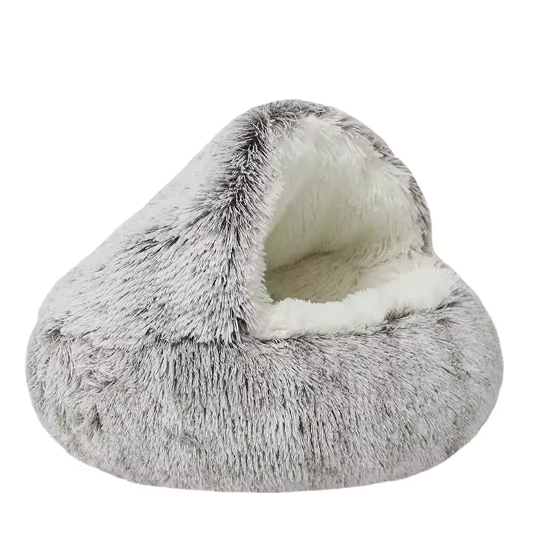 Toffee beige hooded cat cave bed
