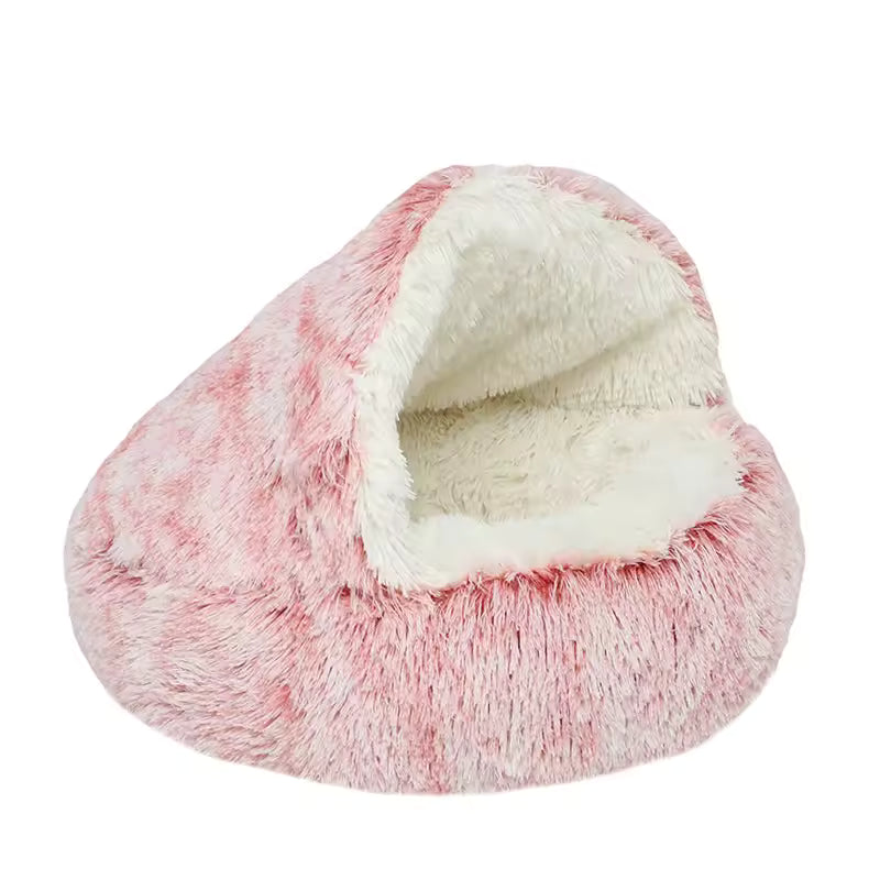 Kitten pink hooded cat bed