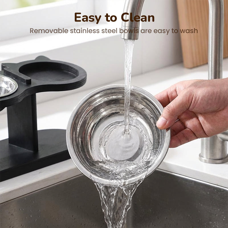 Removable stainless steel bowls