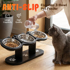 Three-bowl elevated feeder