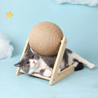 Cat scratching rope-wrapped ball