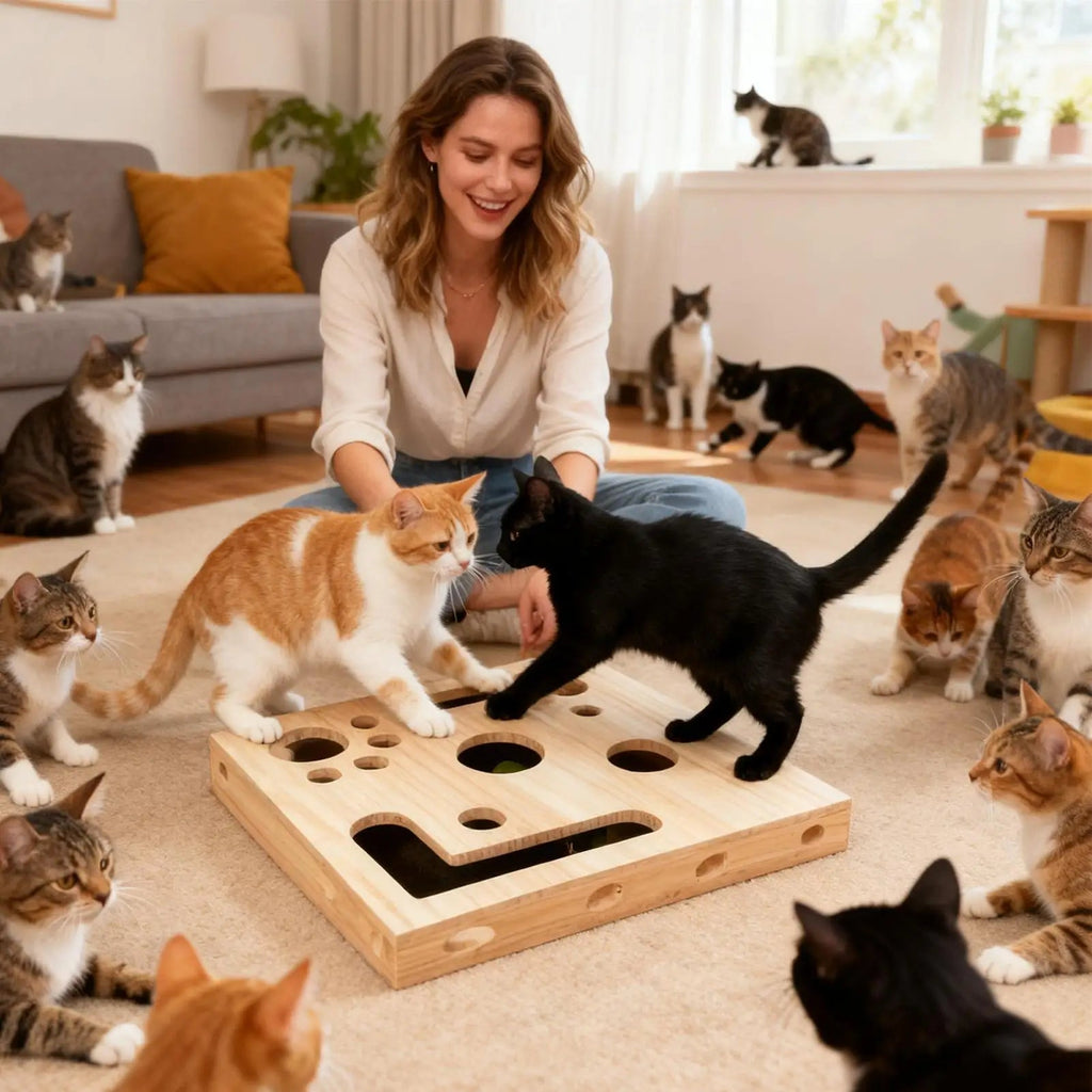 Wooden cat scratch box with claw file