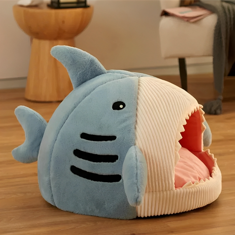 Grey shark cat bed