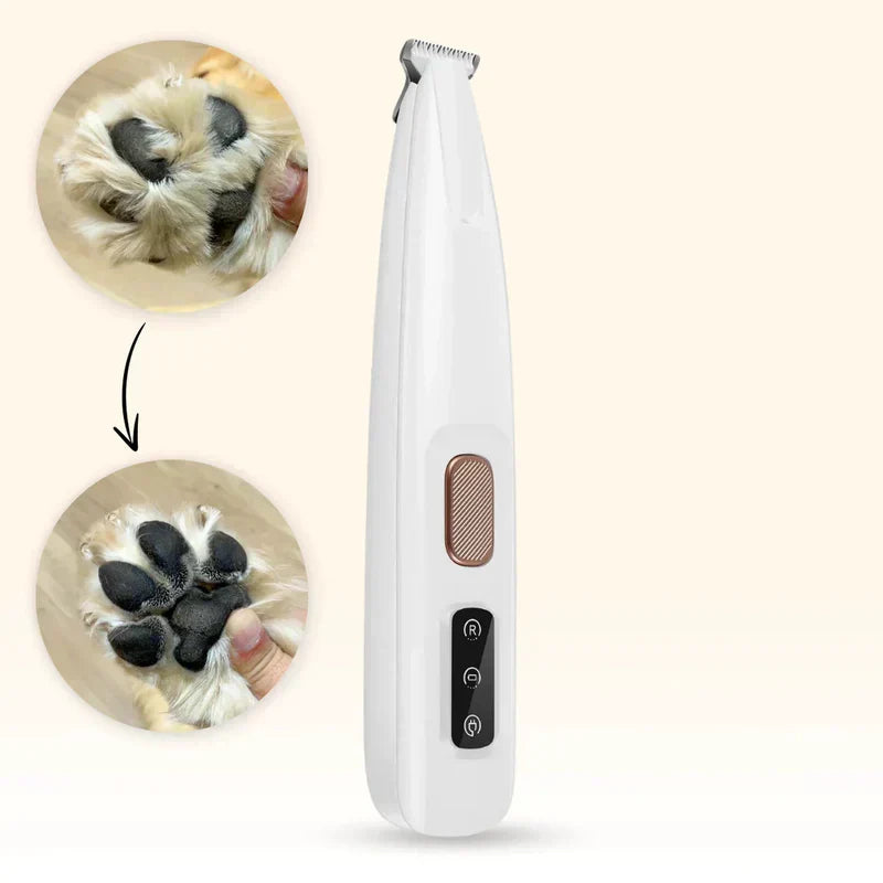 Trimming fur around a pet's paw