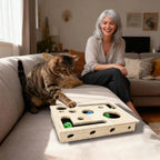 Cat using the scratch box