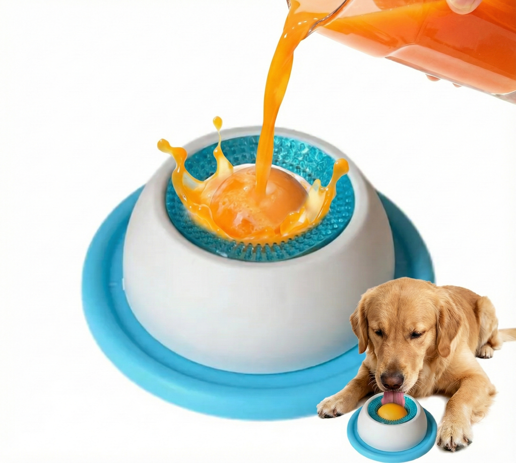 Rotating ball lick bowl for dogs and cats