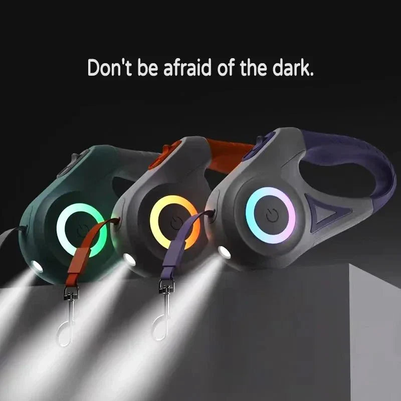 LED leashes lit up in the dark