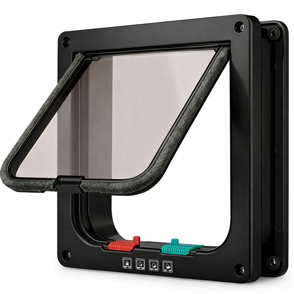 Black lockable cat flap