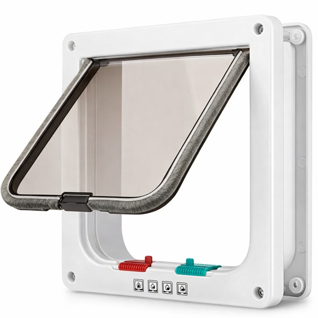 White lockable cat flap